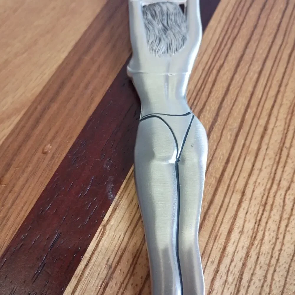 Vintage Pewter Like Metal Las Vegas Bikini, Clad Woman Bottle Opener 8.5” X 2”